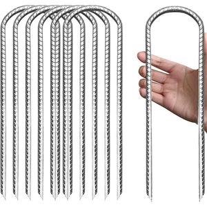 Keoferlo 10 piquets de sol en acier inoxydable de 9,5 pouces, ancrages en U robustes pour trampoline, tente de jardin - Product Image 1