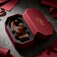Boîte d'emballage de luxe en carton rigide avec tiroir pour extensions de cheveux, logo personnalisé, vente en gros, usine