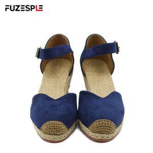 Chaussures d'été de pêcheur en daim de style bohème pour femmes à talons compensés rétro à talons hauts tressés Chaussures à plateforme Espadrille Sandales - Product Image 6