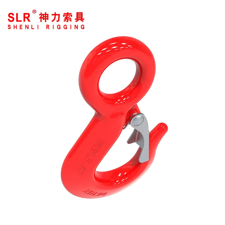 Shenli rigging heavy chain hooks drop forged eye hoist hook with latch/3T eye lifting hook