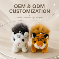 Porte-clés Lion en Peluche, Accessoire d'Intérieur de Voiture, Charme pour Rétroviseur en Véritable Fourrure de Raton Laveur, Cadeau, Vente en Gros, OEM, ODM