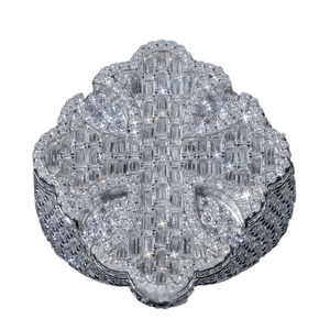 Bague de fiançailles en or blanc plaqué 18 carats avec diamant taille baguette, bague de demande en mariage pour homme, bijoux de luxe en moissanite - Product Image 4