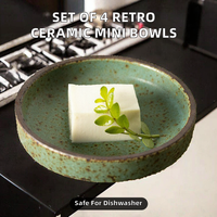 Lot de 4 mini-bols rétro en céramique pour sauces, vinaigre, mayonnaise, et sauces soja – Assiettes créatives multifonctionnelles