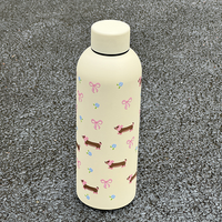 Gobelet isotherme en acier inoxydable personnalisé de la série Ribbon Bear, 17 oz/500 ml, bouteille à double paroi sous vide pour boissons chaudes/froides