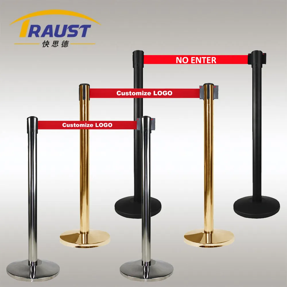 Traust Auto Show Marine Crowd Control Gold Silber Post Pole versenkbare rote Teppich Seile Gürtel Zeichen Stand Barriere Stütze