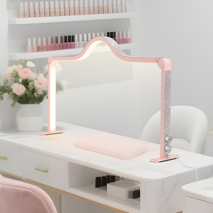 Pink <b>LED</b> Nail <b>Lamp</b> <b>Stand</b> with Rhinestone Design for Home Manicure and Pedicure Lighting - Product Image 2