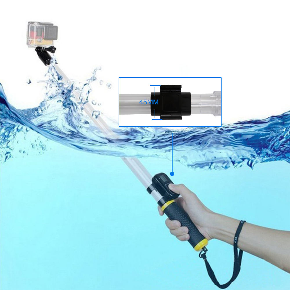 Hongdak Floating Selfie Stick Transparent Monopod Lightweight Retractable Stand for Gopro Screw for Gopro 7 6 5 4 3