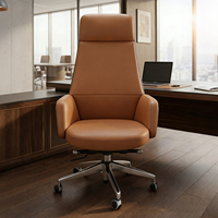 Fauteuil de Direction Ergonomique Inclinable et Pivotant, Hauteur Réglable, Fonction de Verrouillage de l'Inclinaison, Assise Confortable pour PDG et Directeurs de Bureau