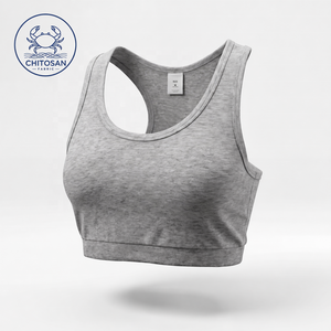 <span class=keywords><strong>Reggiseno</strong></span> sportivo da ragazza in misto cotone e chitosano, naturale, con schiena incrociata, ipoallergenico, traspirante, per yoga e allenamento. - Product Image 1