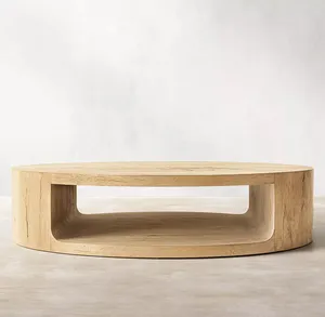当代现代客厅家具实木木质开放式圆形木制茶茶桌HLM41