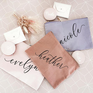 Pochette personnalisée à imprimé géométrique simple, petite pochette en toile de coton avec estampage doré, sac à cosmétiques en gros, logo personnalisé - Product Image 3