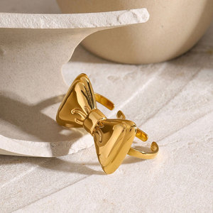 Anillo Doble Ajustable de Acero Inoxidable 316L con Baño de Oro PVD de 14k/18k, Resistente al Agua y al Deslustre, para Mujer - Product Image 3