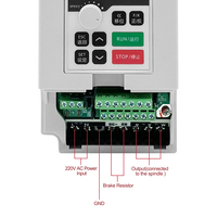 Prix pas cher refroidissement par eau ER20 220V 24000 tr/min 2.2kw moteur de broche et vfd monophasé