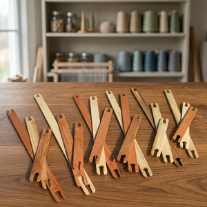 Lanzaderas de Madera Reciclada Ecológicas Hechas a Mano y Personalizadas para Tiendas de Hilos y Fibras con Grabado Disponible en Tamaños Personalizados - Product Image 3