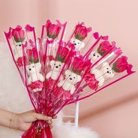 Bouquet de fleurs de savon créatif en forme d'ours pour la promotion de Noël et la fête des Mères, décoration d'intérieur, cadeau de fêtes