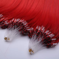 Extensions de cheveux humains rouges vibrants à micro-anneaux, 100 % vierges, cuticules alignées, micro-anneaux froids pour salons
