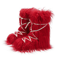 Hiver Femmes Confortable Fluffy Fausse Fourrure Bottes Femme Peluche Chaude Bottes de Neige Chaussures de Luxe Fourrure Bottes à Lacets