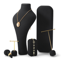 Support de présentation de bijoux en microfibre personnalisable de luxe noir DIGU Premium & Ensemble Élégant de présentation en vitrine pour les magasins de vente au détail de bijoux