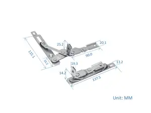 Gaya Baru Engsel Gesekan Kustom 1901BS Besi Tahan Karat SS304 Engsel Jendela Layar Tersembunyi