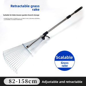 <span class=keywords><strong>Râteau</strong></span> <span class=keywords><strong>à</strong></span> gazon rétractable en acier inoxydable, un outil parfait pour balayer les feuilles sur un terrain plat, et des griffes en fer pour les pelouses - Product Image 5