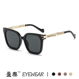 Square Oversized Chain <b>Sunglasses</b> Black Frame PC Lens UV400 Unisex Sun Protection Street Style - Product Image 5