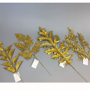 Venta al por mayor de plantas y flores artificiales de Monstera hojas de <span class=keywords><strong>palma</strong></span> de hoja <span class=keywords><strong>dorada</strong></span> boda decoración del hogar rama de hoja artificial - Product Image 2