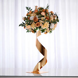 Support à fleurs en spirale en métal doré/noir/blanc, centre de table de mariage, présentoir floral pour décoration de fête - Product Image 1