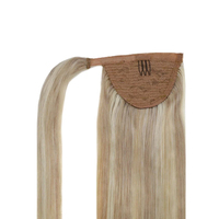 Extensions de queue de cheval en cheveux humains lisses à enrouler 8P613, cheveux Remy alignés avec les cuticules, à clipser pour femmes, pour coiffure quotidienne