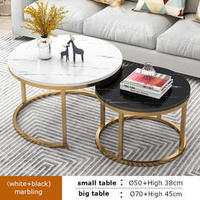 Table Basse Ronde en Pierre Frittée, Combinaison Moderne et Simple pour Petit Salon Italien