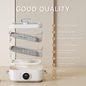 Pot à vapeur électrique 15 <span class=keywords><strong>litres</strong></span> poêle à vapeur électrique cuiseur vapeur avec PC vapeur - Product Image 6