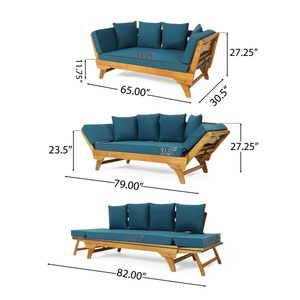 Coussins <span class=keywords><strong>de</strong></span> <span class=keywords><strong>lit</strong></span> <span class=keywords><strong>de</strong></span> <span class=keywords><strong>jardin</strong></span> extensibles, canapé d'extérieur convertible avec accoudoirs réglables et oreillers amovibles, résistant à l'eau - Product Image 6