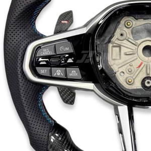 Volant de voiture en fibre de carbone personnalisé LCI Retrofit compatible avec BMW Série 1 2 3 <span class=keywords><strong>4</strong></span> <span class=keywords><strong>Z</strong></span> F40 F44 G20 G21 G22 G28 G29 G80 M3 G80 M M2 M3 - Product Image 3