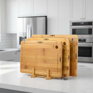 Ensemble de 3 planches à découper rectangulaires en bambou avec support, durables, épaisseur 1,5 cm, pour la préparation des aliments, la découpe et le service, XIANXU - Product Image 6