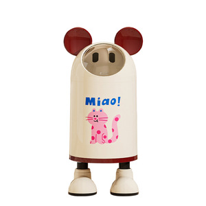 Poubelle cylindrique avec couvercle coulissant et roulettes pour salon, salle de bain, usage intérieur - Product Image 5