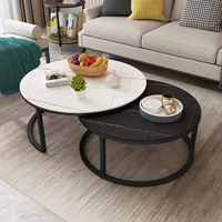 Table basse et table d'appoint en pierre frittée sur mesure, design unique, avec pieds en métal, pour salon