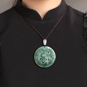 Jadeite ธรรมชาติจี้หยกจิ้งจอกเก้าหางสไตล์จีน unisex การออกแบบดั้งเดิมของขวัญประเมินราคา <span class=keywords><strong>DW28</strong></span>ใบรับรอง - Product Image 4