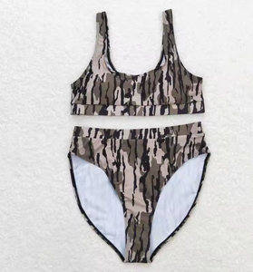 Trajes de Baño Largos de Verano para Niñas, Familiares, con Estampado de Camuflaje Verde, Transpirables y Ecológicos, de Poliéster/Nailon - Product Image 5