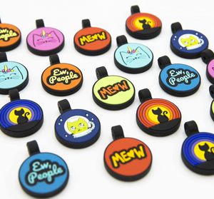 <span class=keywords><strong>Mini</strong></span> étiquette personnalisée en silicone pour animaux de compagnie pour chiens chats mode style animal motif dentelle décoration sculptée au laser QR cordon collier personnalisé - Product Image 6