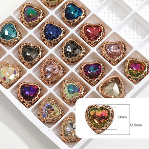 Xichuan เข็มกลัดทองคำสีขาวรูปหัวใจ10มม.,พลอยเทียมประดับคริสตัลแก้ว K9ด้านหลังเรียบเย็บแบบ Openwork <span class=keywords><strong>Strass</strong></span> - Product Image 2