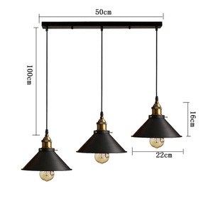 Lustre rétro américain transfrontalier, style petite robe noire, pour café en fer forgé, comptoir de bar, restaurant, à trois têtes - Product Image 2