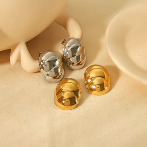Pendientes con forma de bola, oro de 18k, acero inoxidable, diseño geométrico para mujer, ocasión de regalo TE6628 - Product Image 1