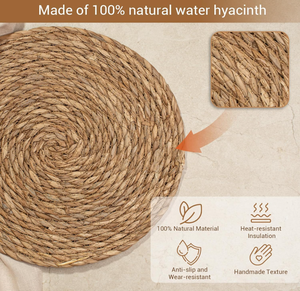 Boho Farmhouse rustique 10 pièces napperons tissés assiette chargeurs ensemble Jute tressé Table à manger tapis rotin <span class=keywords><strong>osier</strong></span> Table tapis décor - Product Image 4