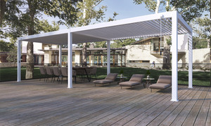 Pérgola de Aluminio Motorizada con Persianas Ajustables a Prueba de Viento para Grandes Espacios Comerciales - Product Image 6