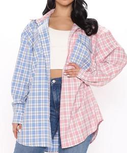 <span class=keywords><strong>Blusa</strong></span> Corta a Cuadros de Gran Tamaño con Contraste de Color, Camisa a Cuadros, <span class=keywords><strong>Blusa</strong></span> Corta con Ombligo Descubierto para Mujer, <span class=keywords><strong>Blusa</strong></span> de Manga Larga - Product Image 6