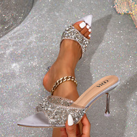 Sandales à talons hauts pour femmes d'été à la mode avec un design élégant et étincelant à talons fins chaussures de plein air élégantes