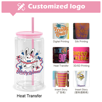 Gobelet Léger en Plastique Acrylique à Double Paroi 16oz, Prêt à être Rempli (Snow Globe), avec Bouchon d'Étanchéité pour la Vente en Gros