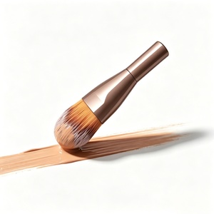 Pincel de Maquiagem Profissional para Base e Contorno Facial, Cabo Curto de Madeira, Cerdas de Nylon, Ferramenta de Beleza para Maquiagem - Product Image 1