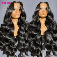 Perruques en cheveux humains vierges bruts, Perruque frontale en dentelle HD transparente 13x6, Ondulation Body Wave, 16-40 pouces, Sans colle, Pré-épilée, Cheveux vierges indiens