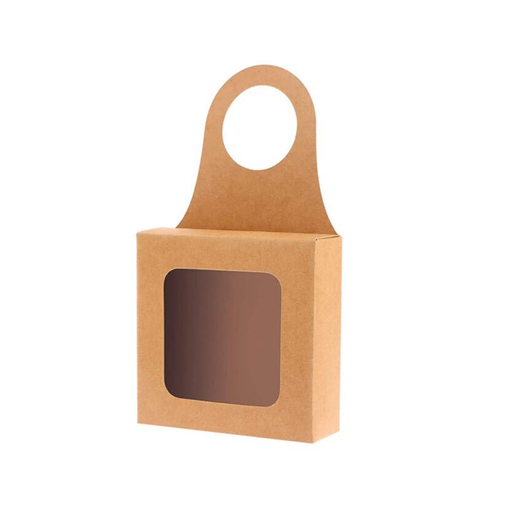 Коробка с крючками из крафт-бумаги для нуги, макарон, печенья, органайзер, подарок, детский день рождения, прозрачная упаковка для конфет