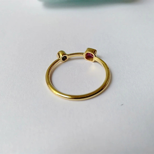 Plata de Ley 925 Rubí Cubic Zircon Azul Zafiro Zircon Anillo minimalista Anillo pequeño - Product Image 1